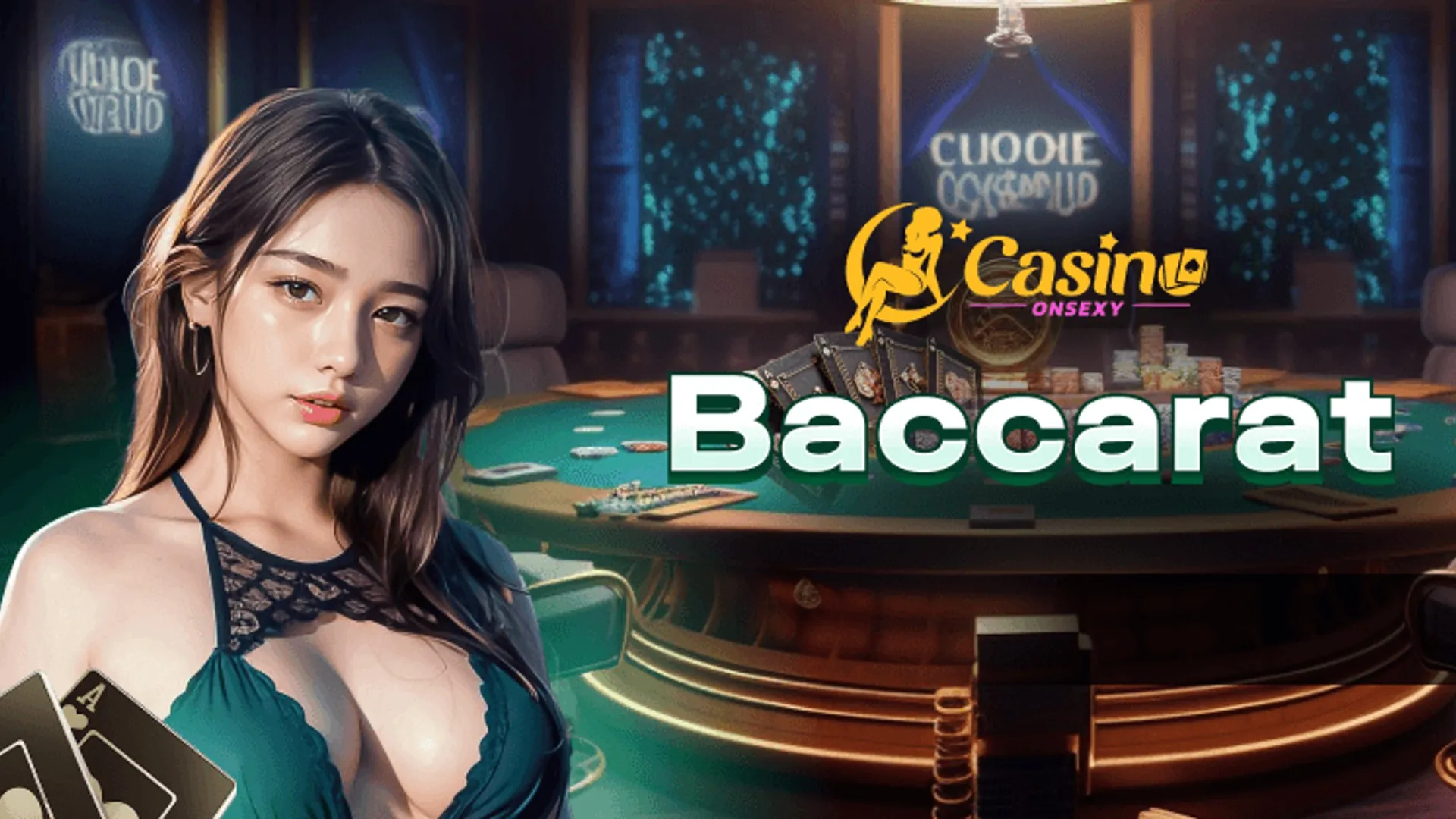 Bàn chơi Baccarat với các lá bài và chip cược tại 368bet